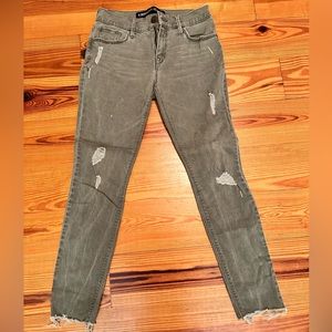 Express Midrise Ankle Legging, Distressed Green Denim